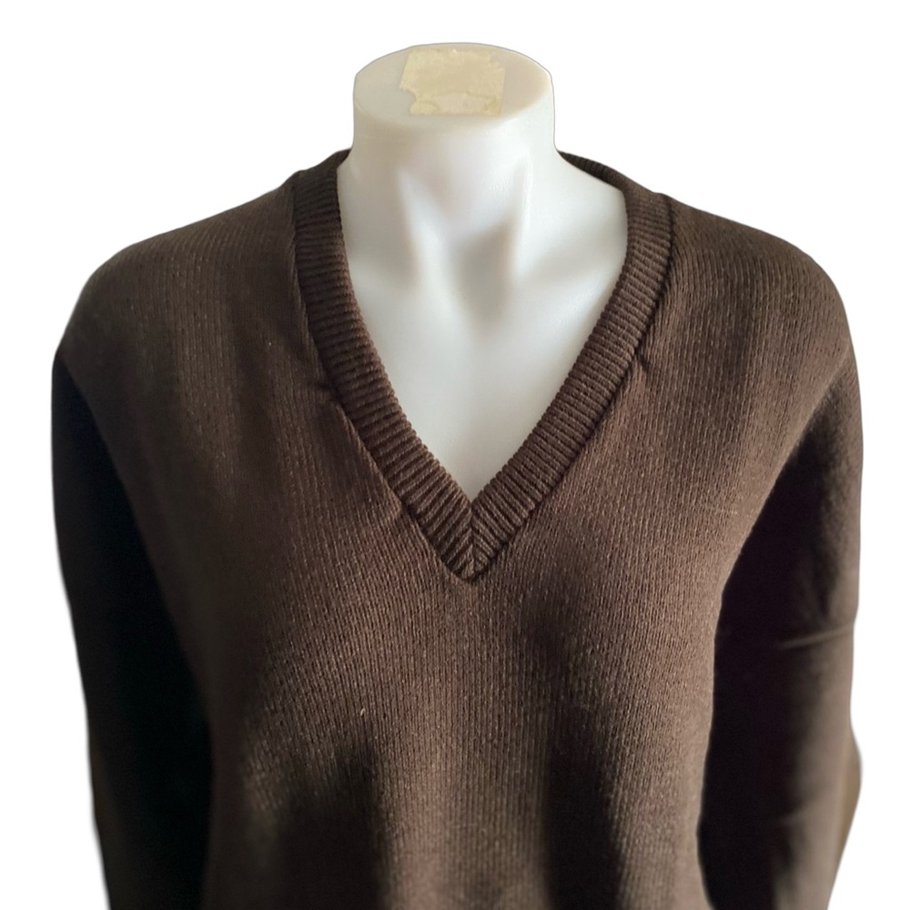 Vintage NWOT RARE. Men's Chocolate Brown V-Neck Sweater